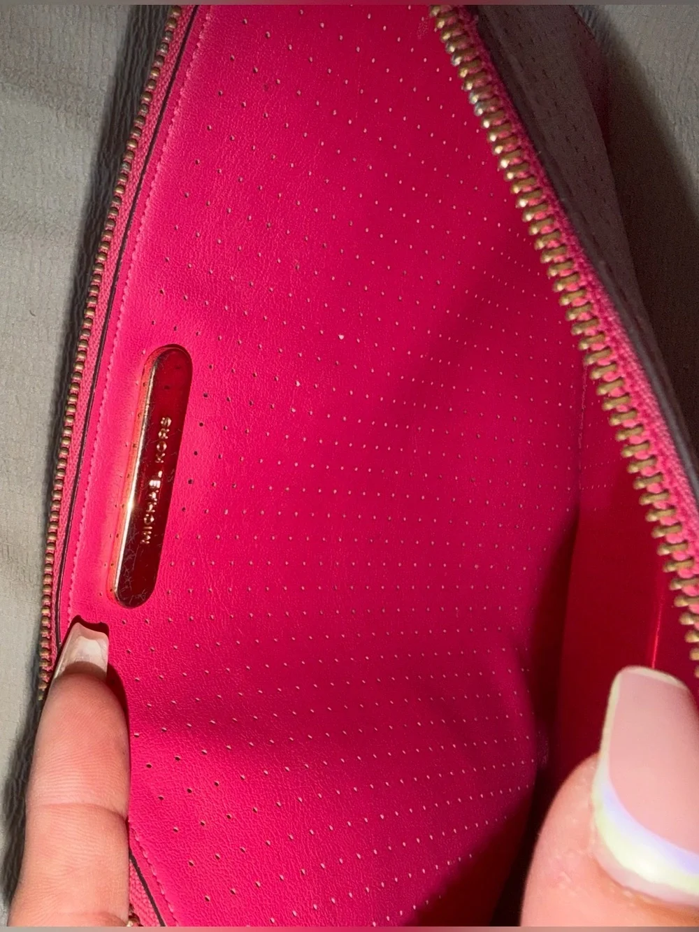 Michael Kors Hot Pink Perforated Leather Wristlet Clutch